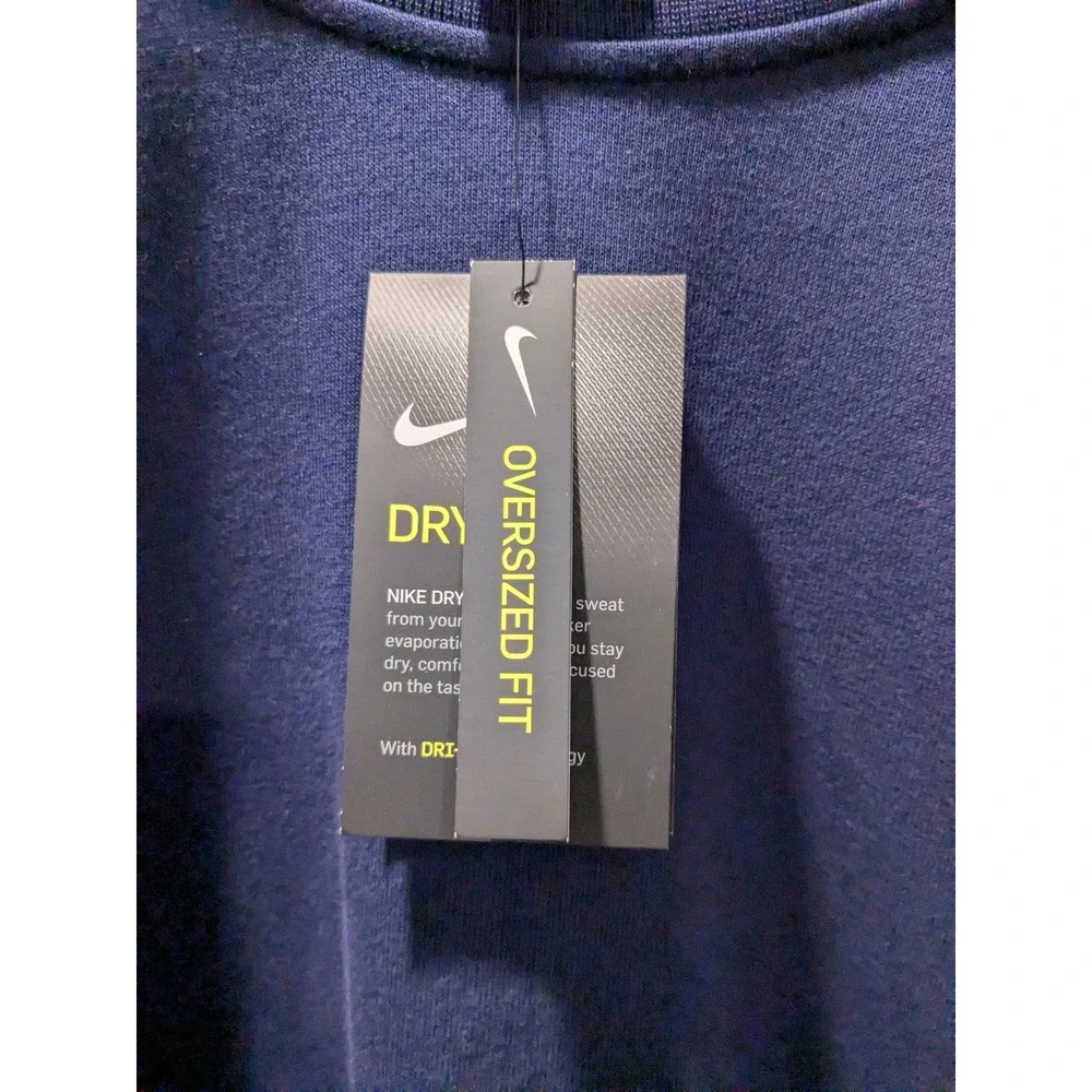 Nike Dri-FIT Oversized Fit Training Sweatshirt Womens Small Navy Blue Top‎